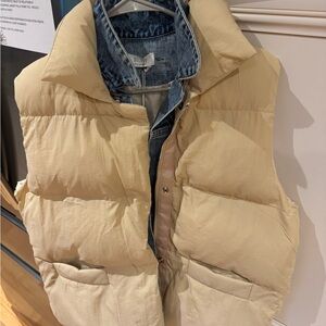Oversized Cream Vest with Denim Lining